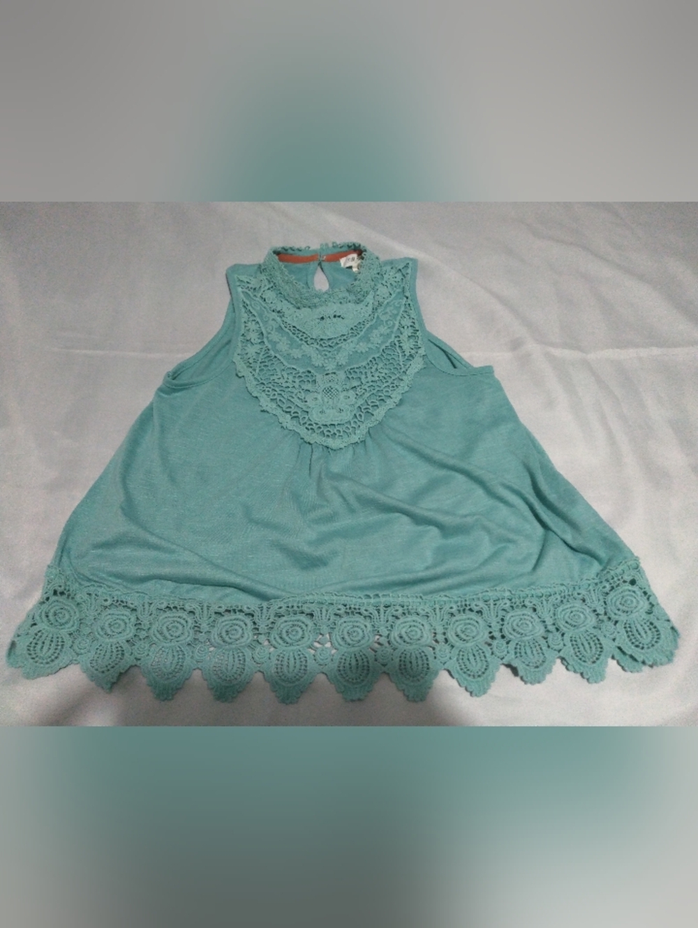 Taylor&Sage Lace-Trim Sleeveless Top - Aqua